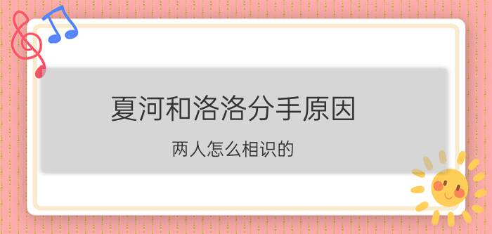 夏河和洛洛分手原因 两人怎么相识的